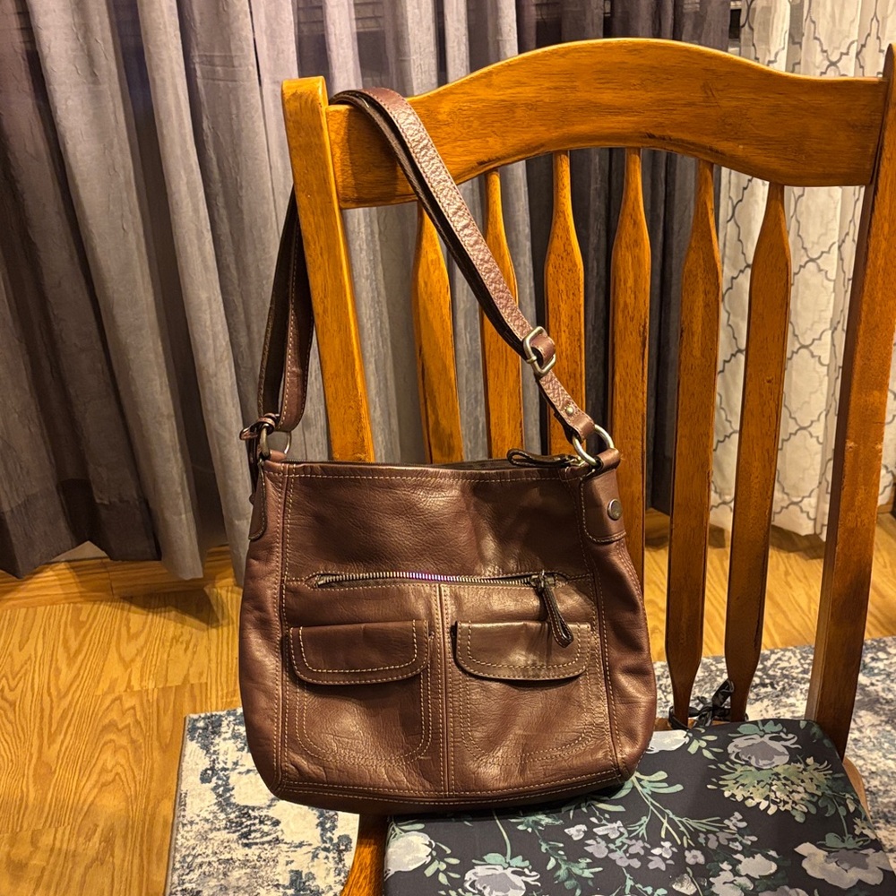 Fossil Dark Brown Leather Shoulder Bag